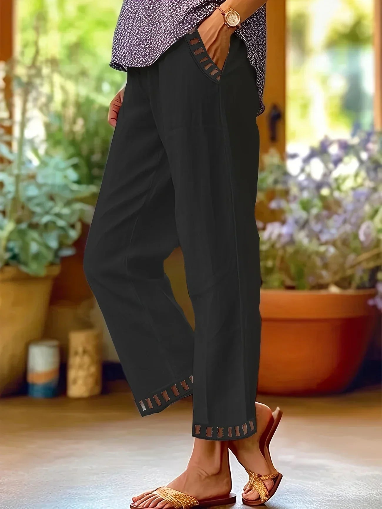 Tracey | Contrast Trim Cropped Pants