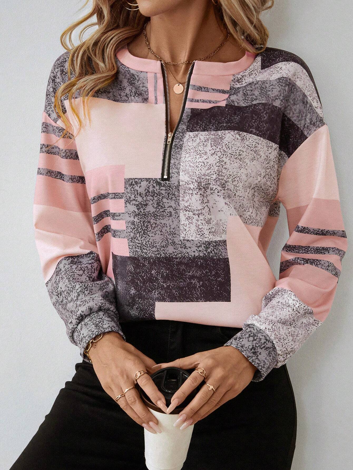 Mara – Sweater with graphic print and zipper closure