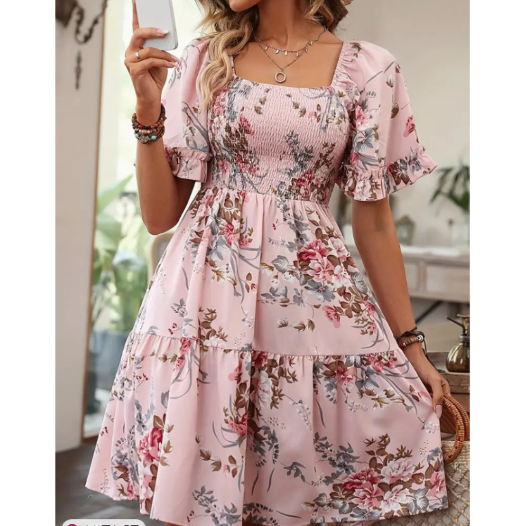 Isolde™ | Vintage Floral Flounce Sleeve Summer Dress
