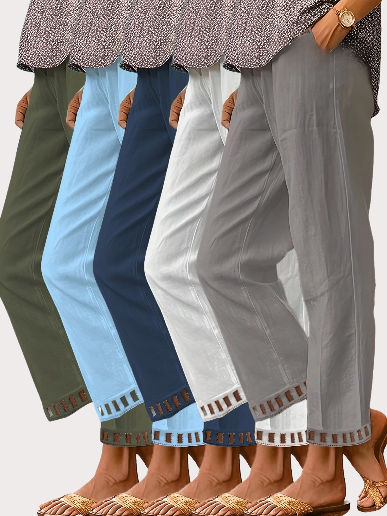 Tracey | Contrast Trim Cropped Pants