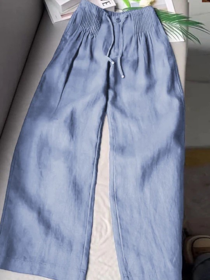 Camille | Wide-leg Pants in Cotton and Linen Blend