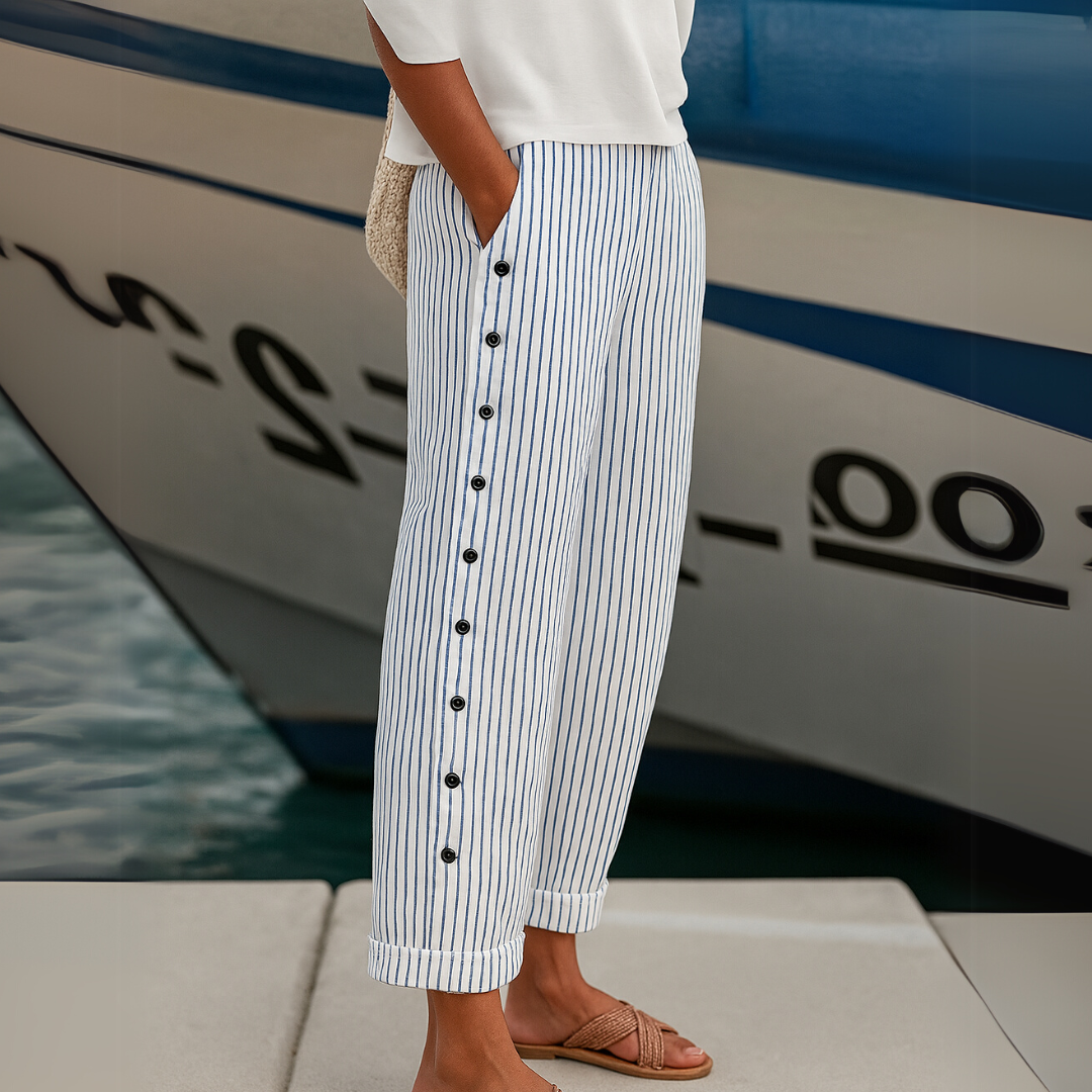 Seabreeze | Stripe Button Trousers