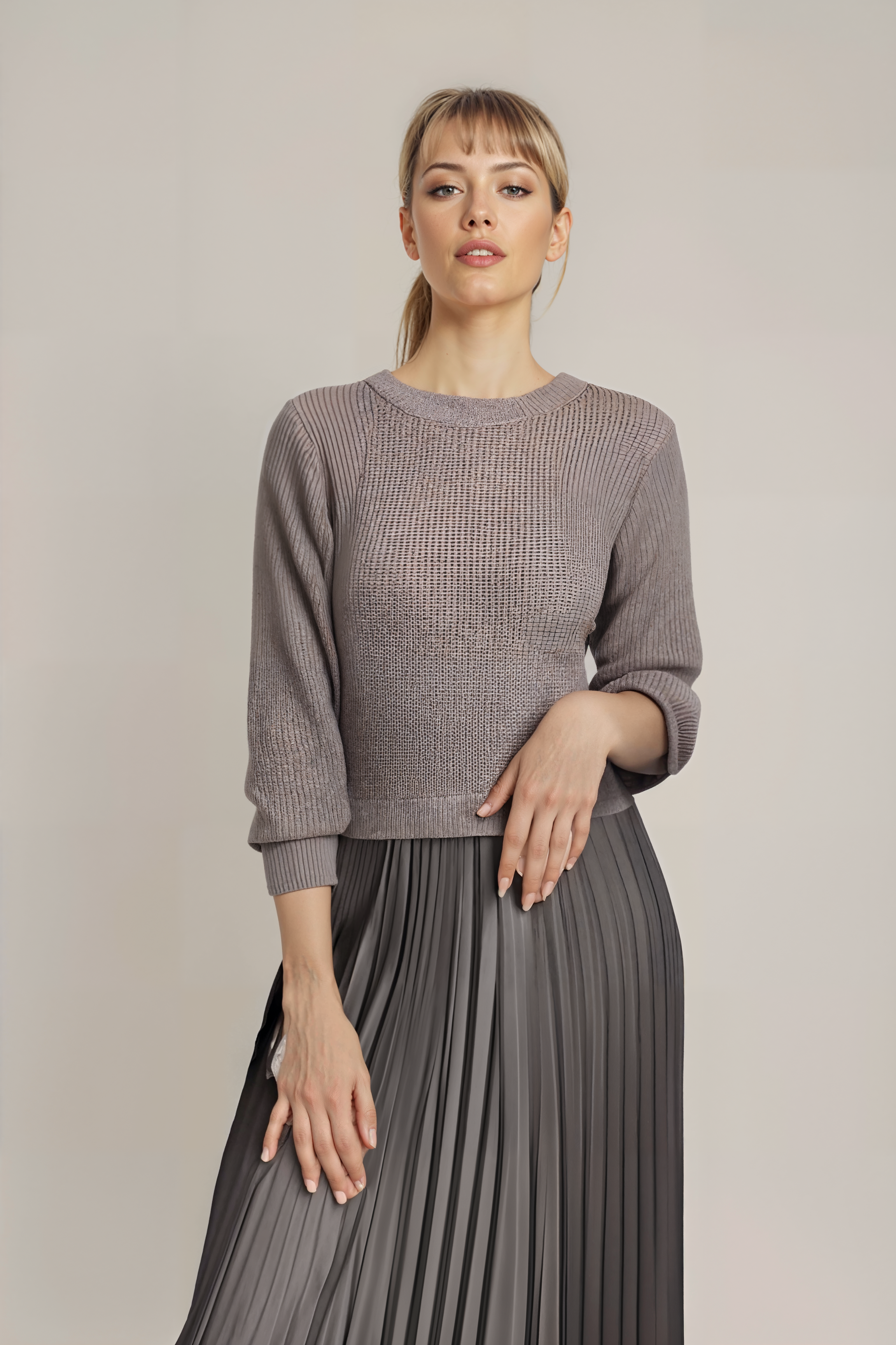 SOPHIA™ | Knit Jumper & Pleated Satin Skirt