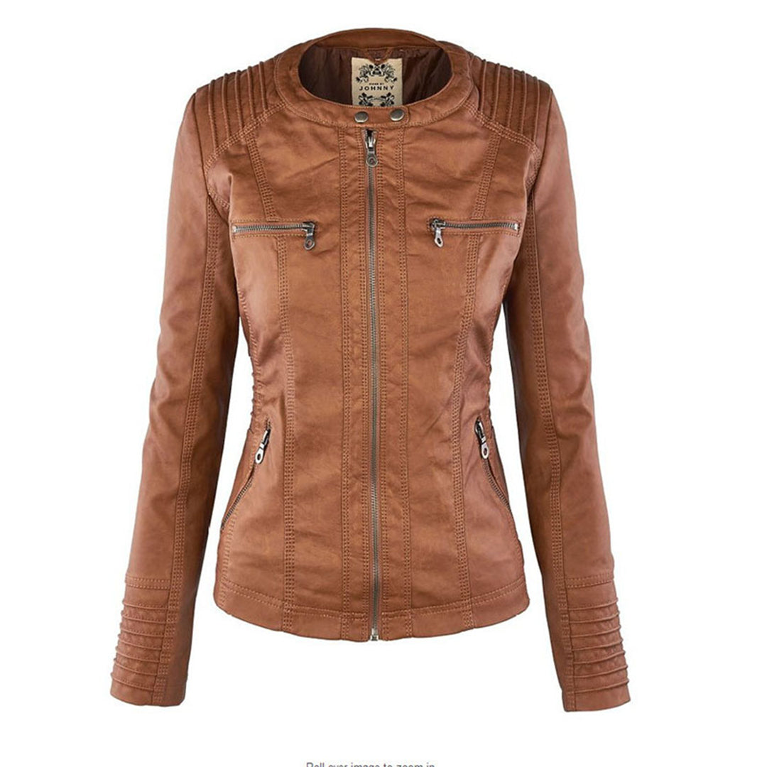 Olivia | Waterproof Women's Leather Jacket with Hood