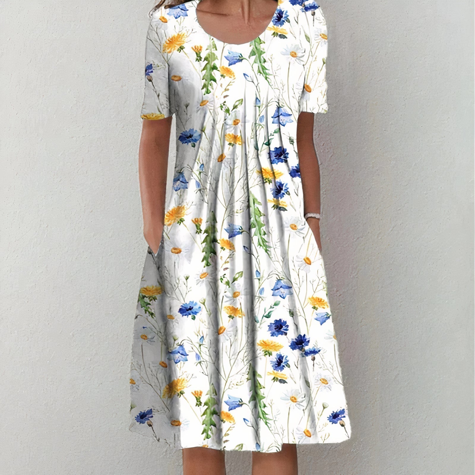 Hanna™ | Floral Midi Dress with Pockets