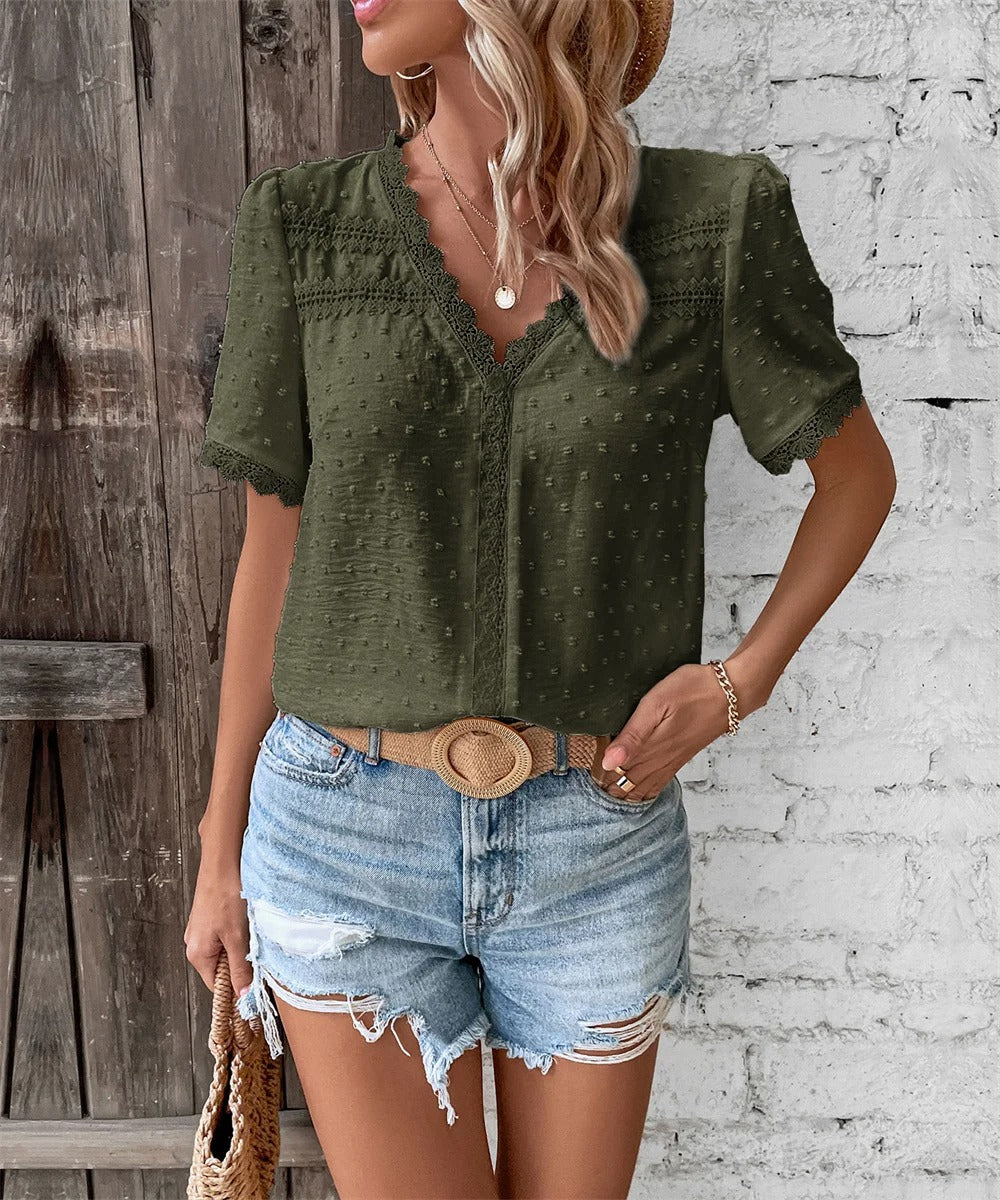 Maxine | Elegant V-Neck All Season Blouse