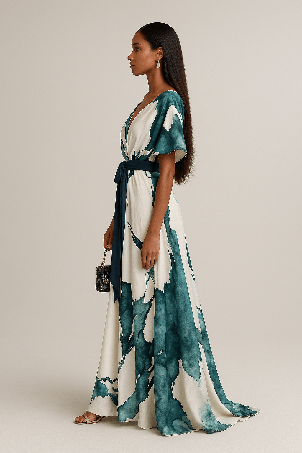 Abito™ | Watercolor Effect Long Dress
