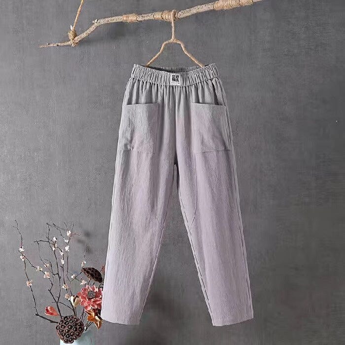 Julie | Casual Cotton Linen Trousers with Elasticated Waist