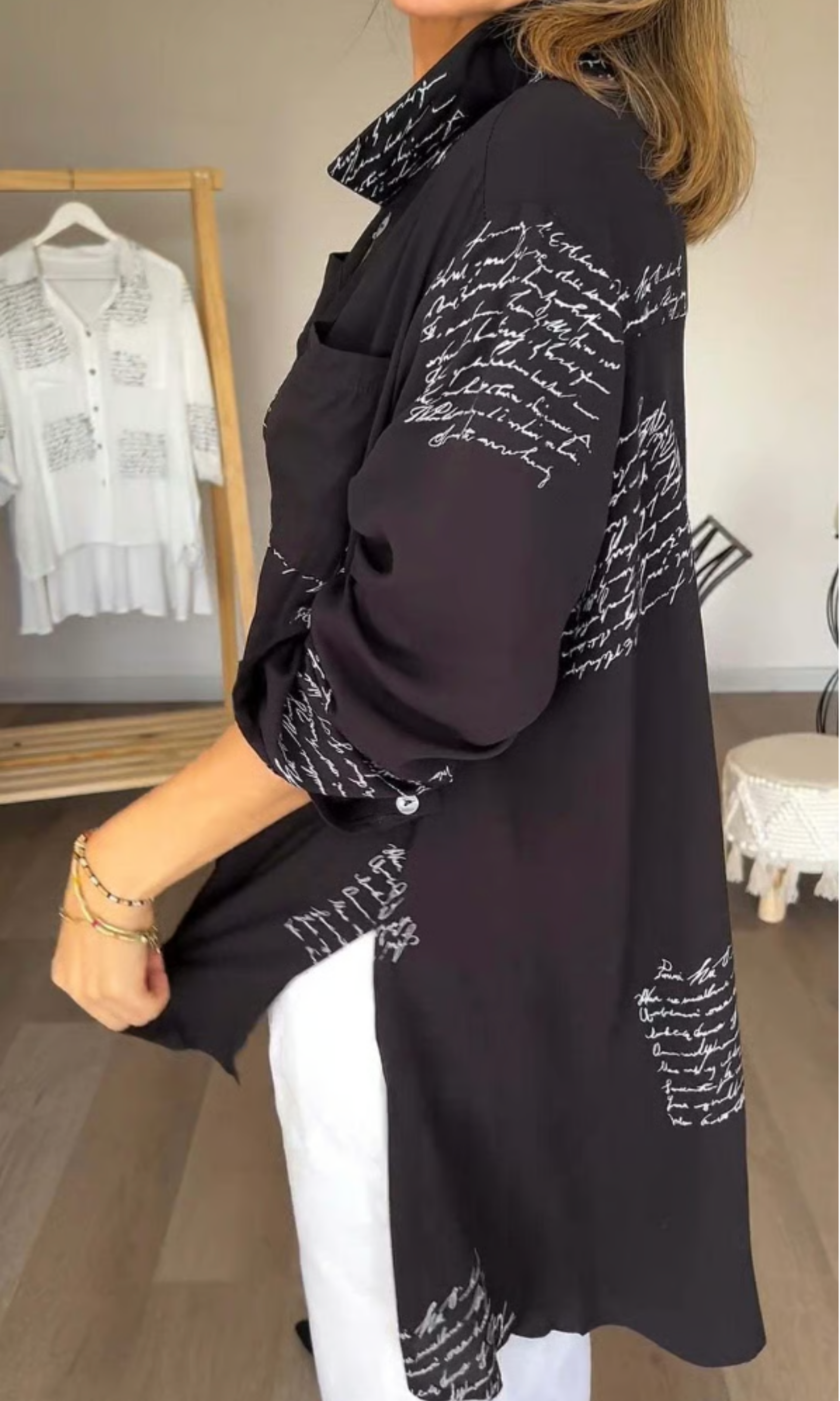 The Maika | Letter Print Lapal Shirt