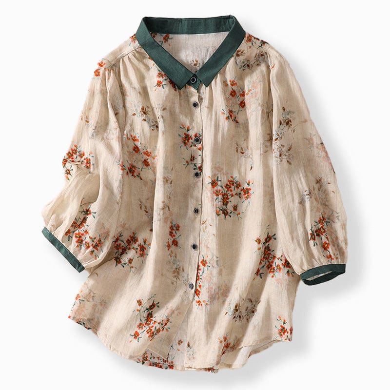 Liora | Floral Linen Blouse