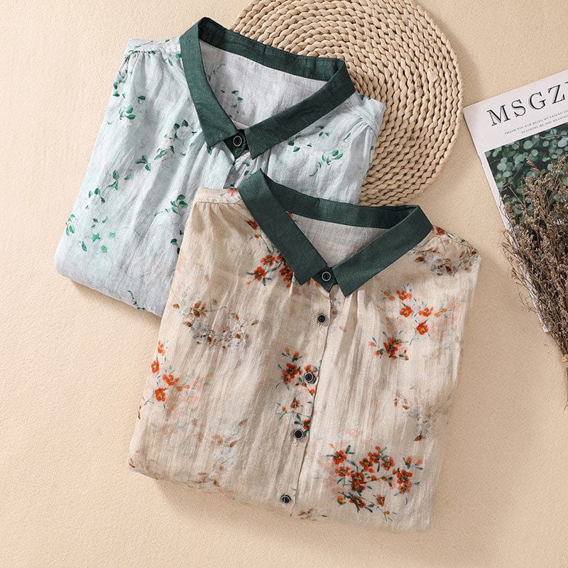 Liora | Floral Linen Blouse